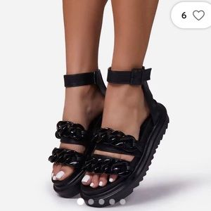 Chunky Chain Ankle Wrap Sandals
